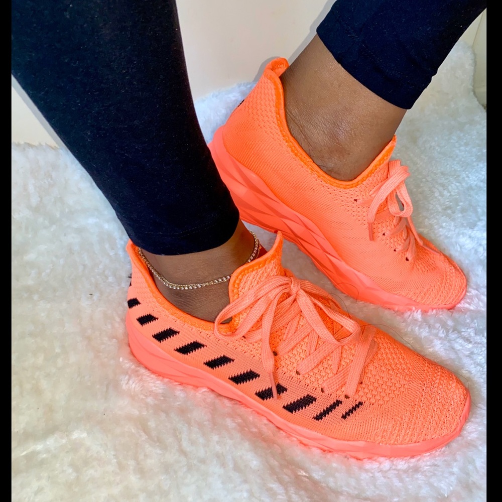 ⚠️ LAST pair size 7 FREE SHIP🔥Neon Coral Sneakers - Picture 2 of 10